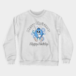 Retro vintage blue christmas light bulb Crewneck Sweatshirt